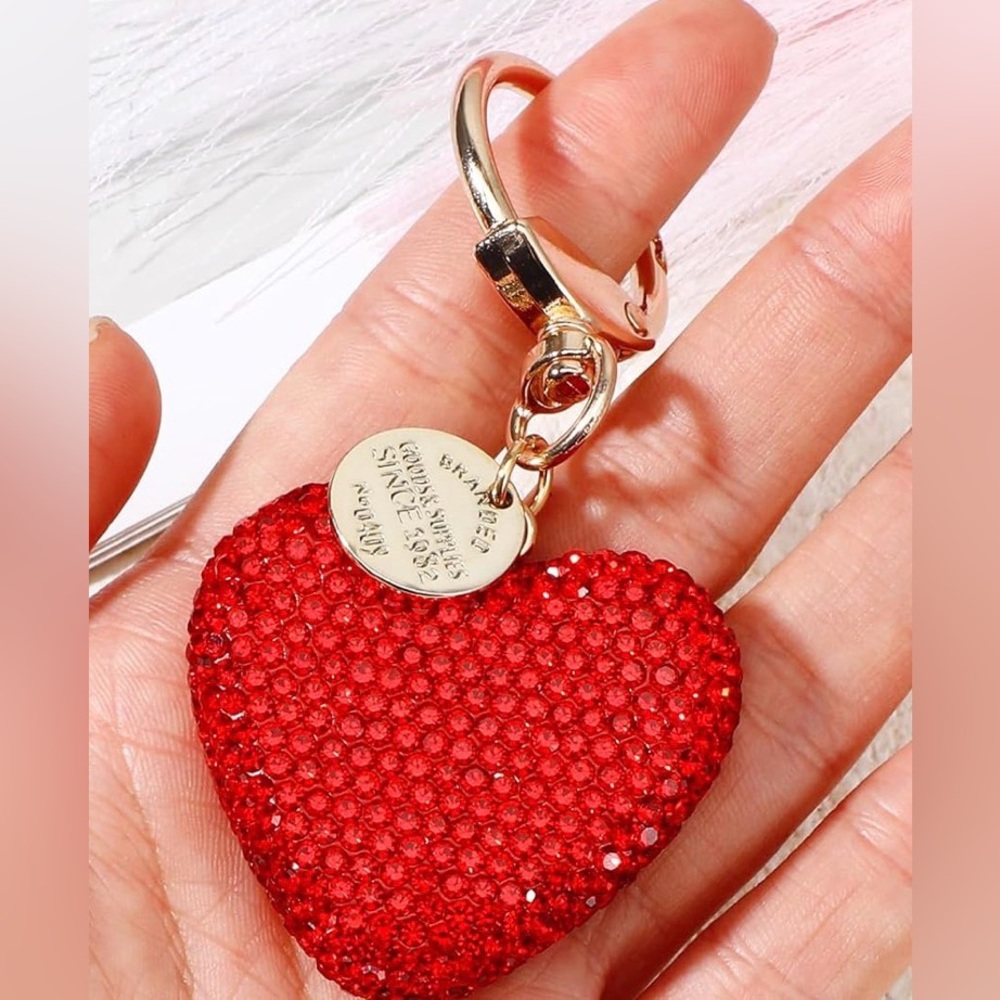 Red rhinestone, heart bag, charm